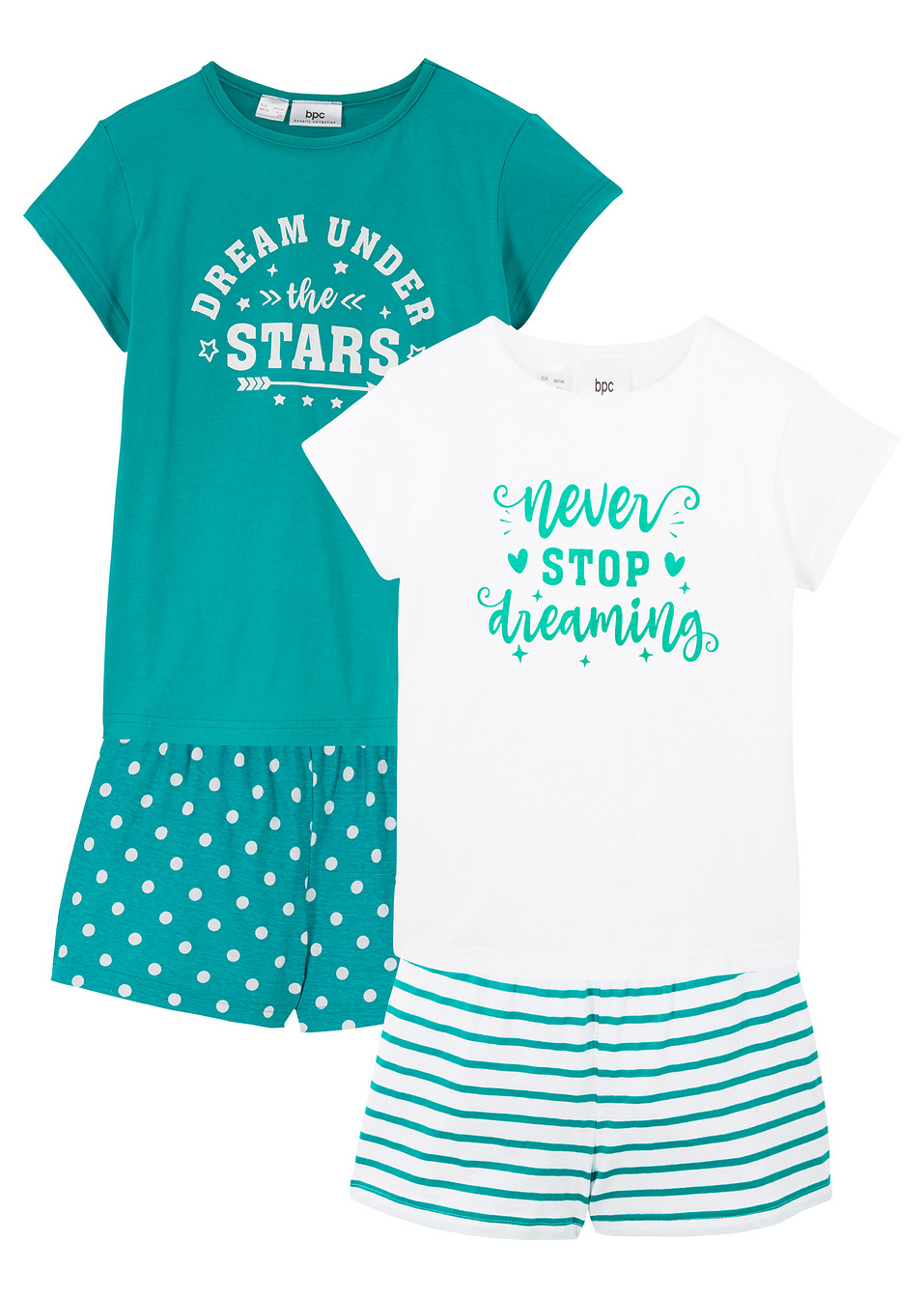 Καλοκαιρινή πιτζάμα (σετ 4 τεμ.)-Πράσινο σμαραγδί/Λευκό-bpc bonprix collection