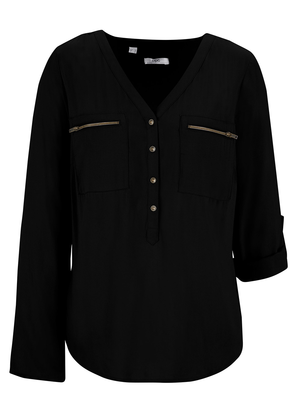 Риза с дълъг ръкав от вискоза-Черно-bpc bonprix collection
