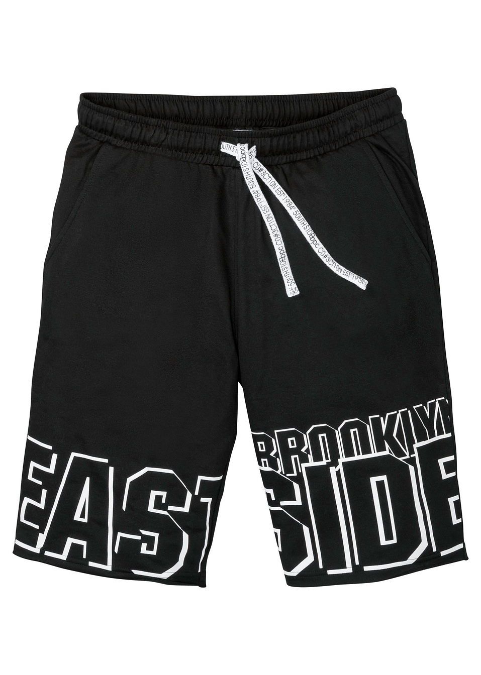 Бермуди от трико regular fit-Черно с щампа-RAINBOW