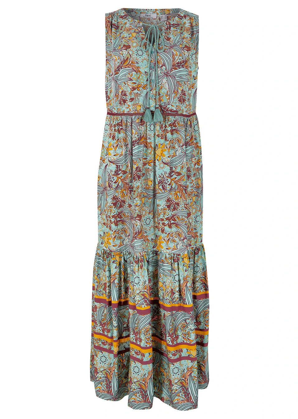 Μακρύ φόρεμα από βιώσιμη βισκόζη-Πράσινο της θάλασσας φλοράλ-bpc bonprix collection