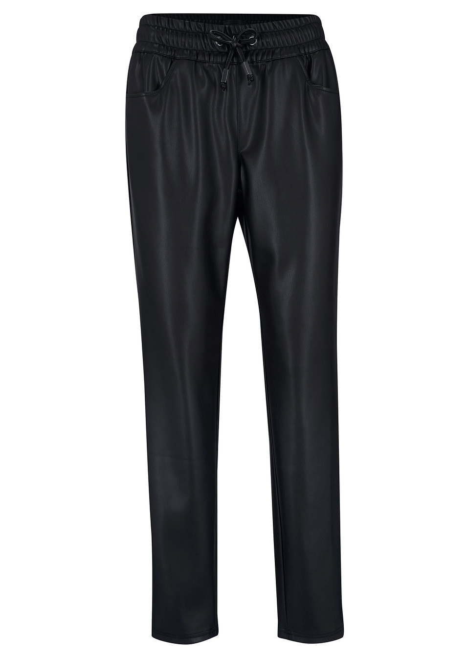 Παντελόνι από δερματίνη με λάστιχο στη μέση-Μαύρο-bpc selection premium bonprix collection