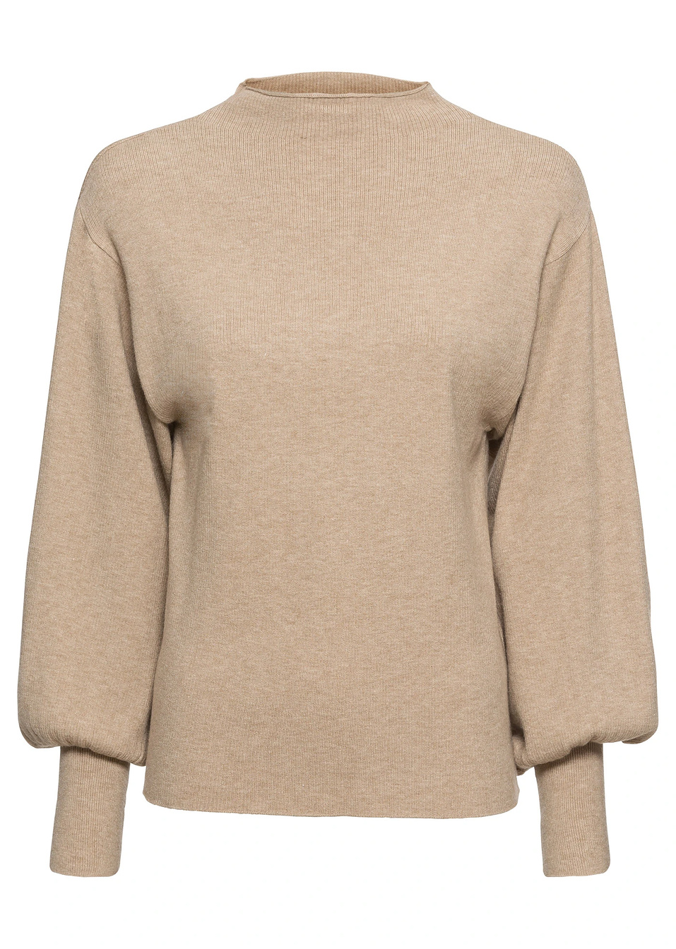 Πουλόβερ με μανίκια balloon-Μπεζ μελανζέ-BODYFLIRT