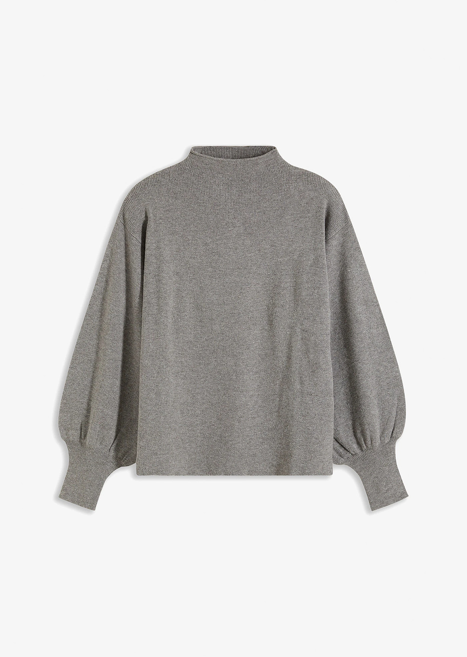 Πουλόβερ με μανίκια balloon-Γκρι μελανζέ-BODYFLIRT