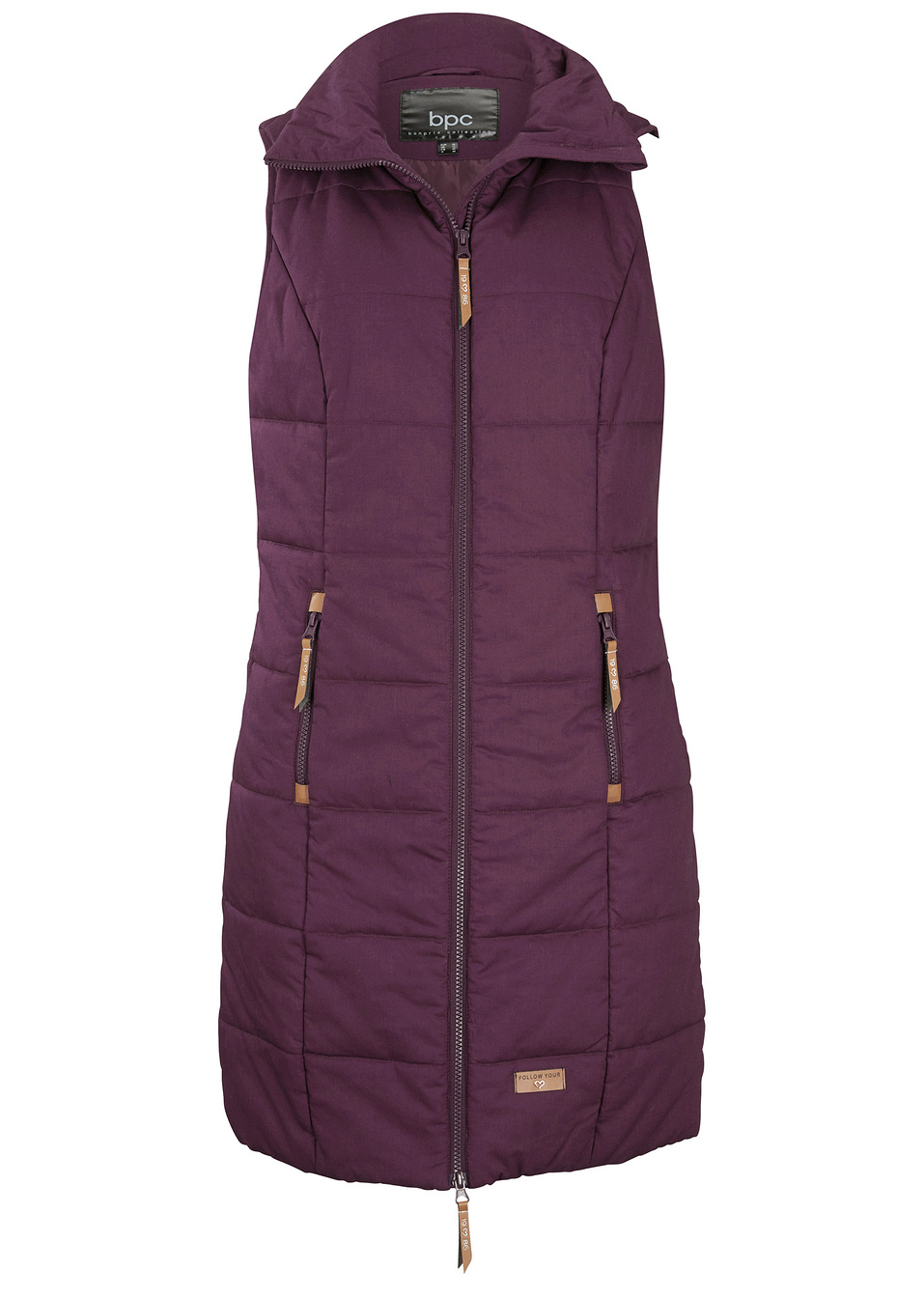 Μακρύ αμάνικο μπουφάν με ψηλό γιακά-Μωβ του μούρου-bpc bonprix collection