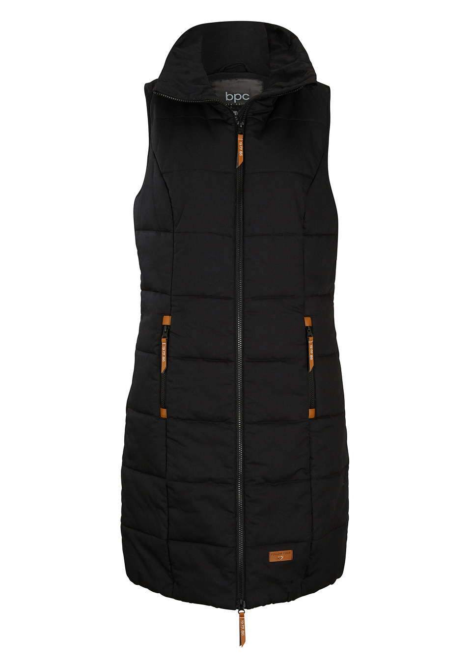 Μακρύ αμάνικο μπουφάν με ψηλό γιακά-Μαύρο-bpc bonprix collection