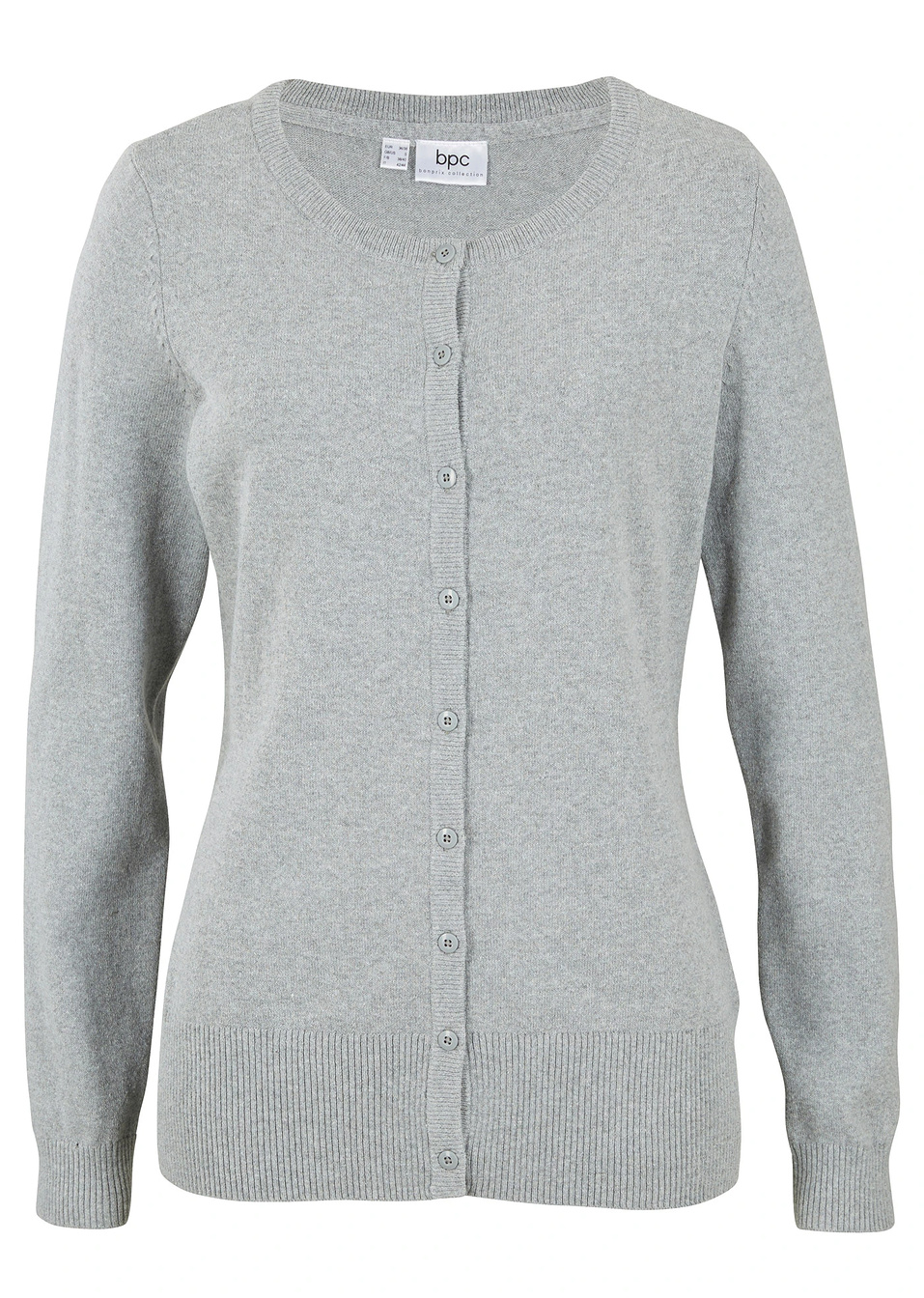 Ζακέτα basic με ανακυκλωμένο βαμβάκι-Γκρι-bpc bonprix collection