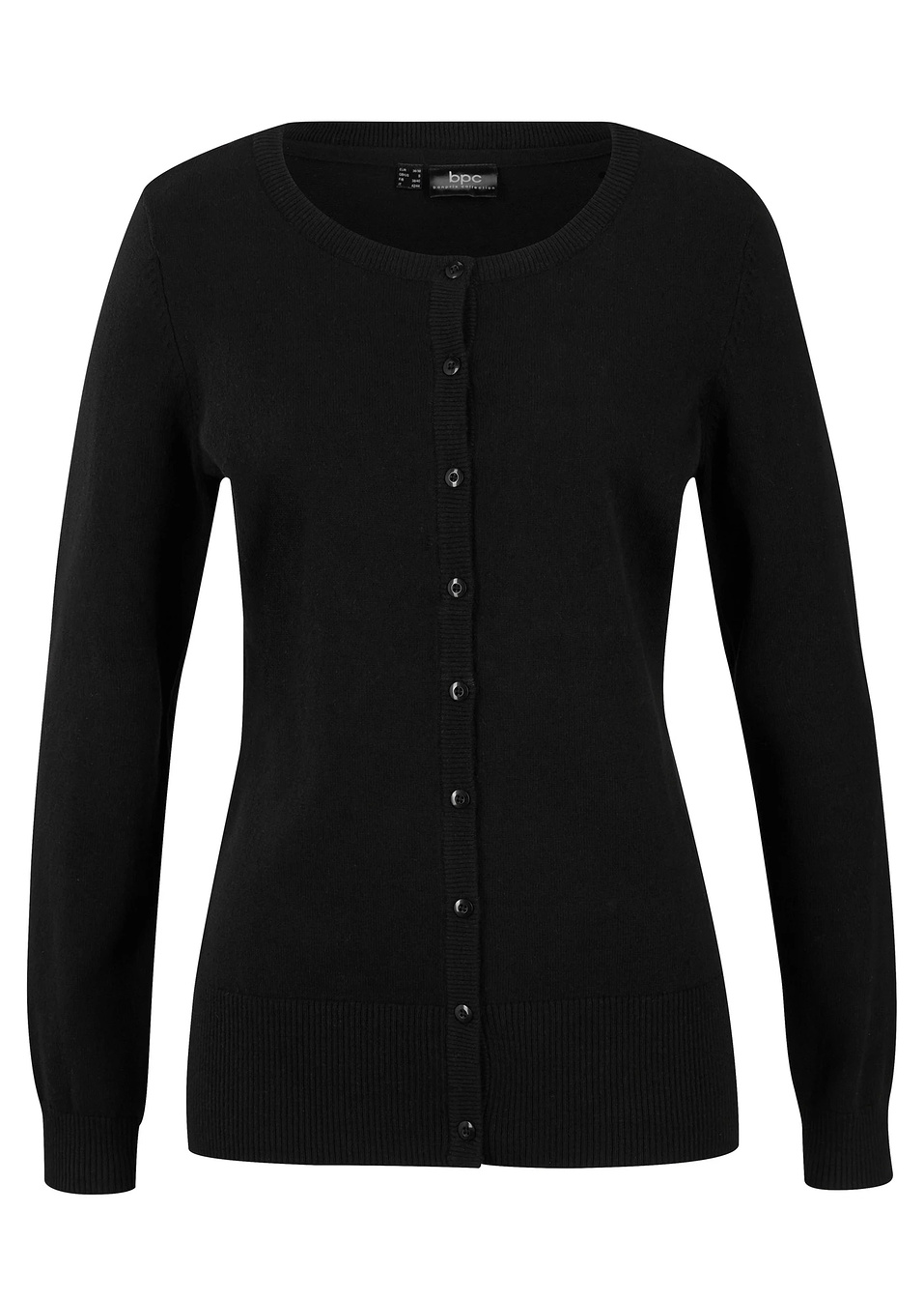 Ζακέτα basic με ανακυκλωμένο βαμβάκι-Μαύρο-bpc bonprix collection