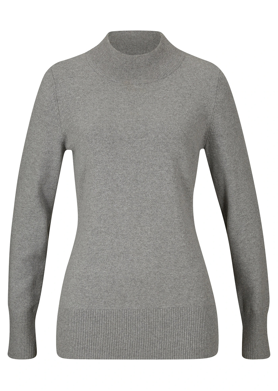 Πουλόβερ basic με ψηλό λαιμό και ανακυκλωμένο βαμβάκι-Γκρι-bpc bonprix collection