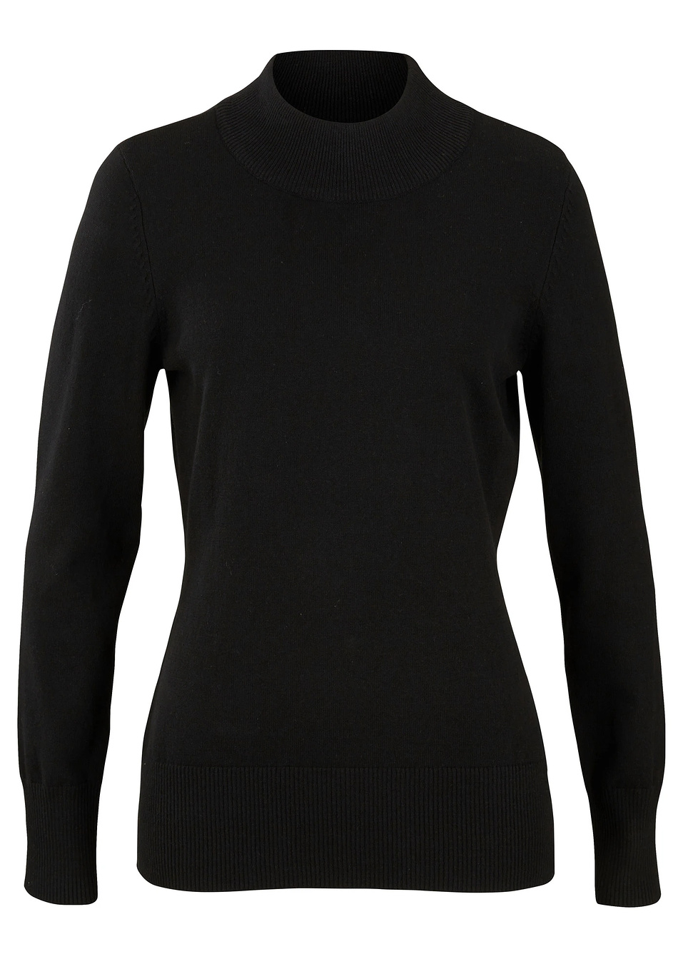 Πουλόβερ basic με ψηλό λαιμό και ανακυκλωμένο βαμβάκι-Μαύρο-bpc bonprix collection