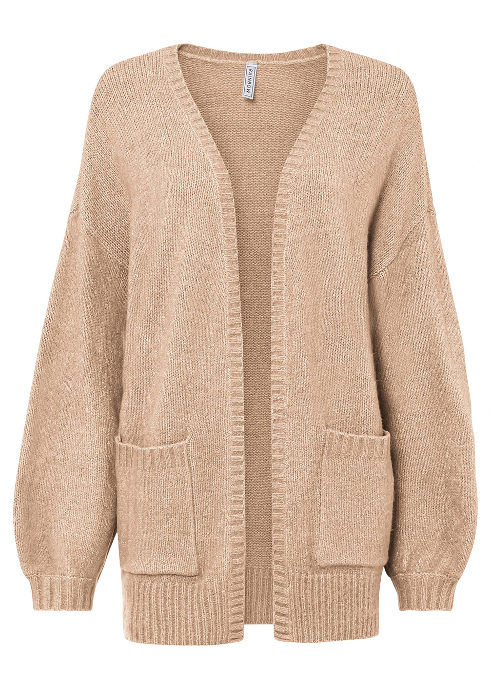 Ζακέτα oversized-Μπεζ μελανζέ-RAINBOW