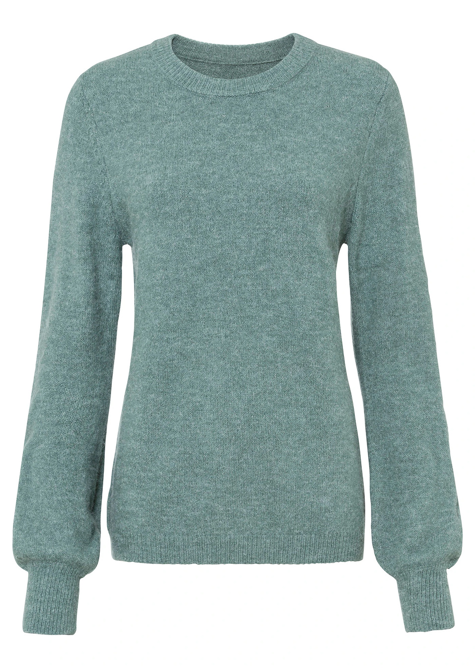 Πουλόβερ με μανίκια balloon-Μπλε οινοπνευματί μελανζέ-BODYFLIRT