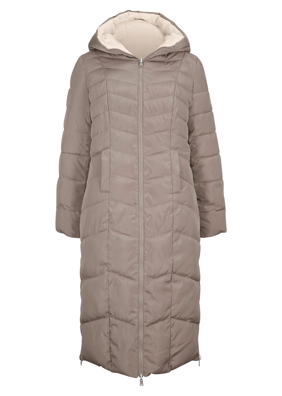 Μακρύ καπιτονέ μπουφάν double face-Tortora/Ιβουάρ-bpc selection premium bonprix collection