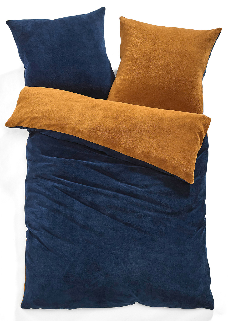 Παπλωματοθήκη double-face με cashmir look-Μπλε/Καφέ-bpc living bonprix collection