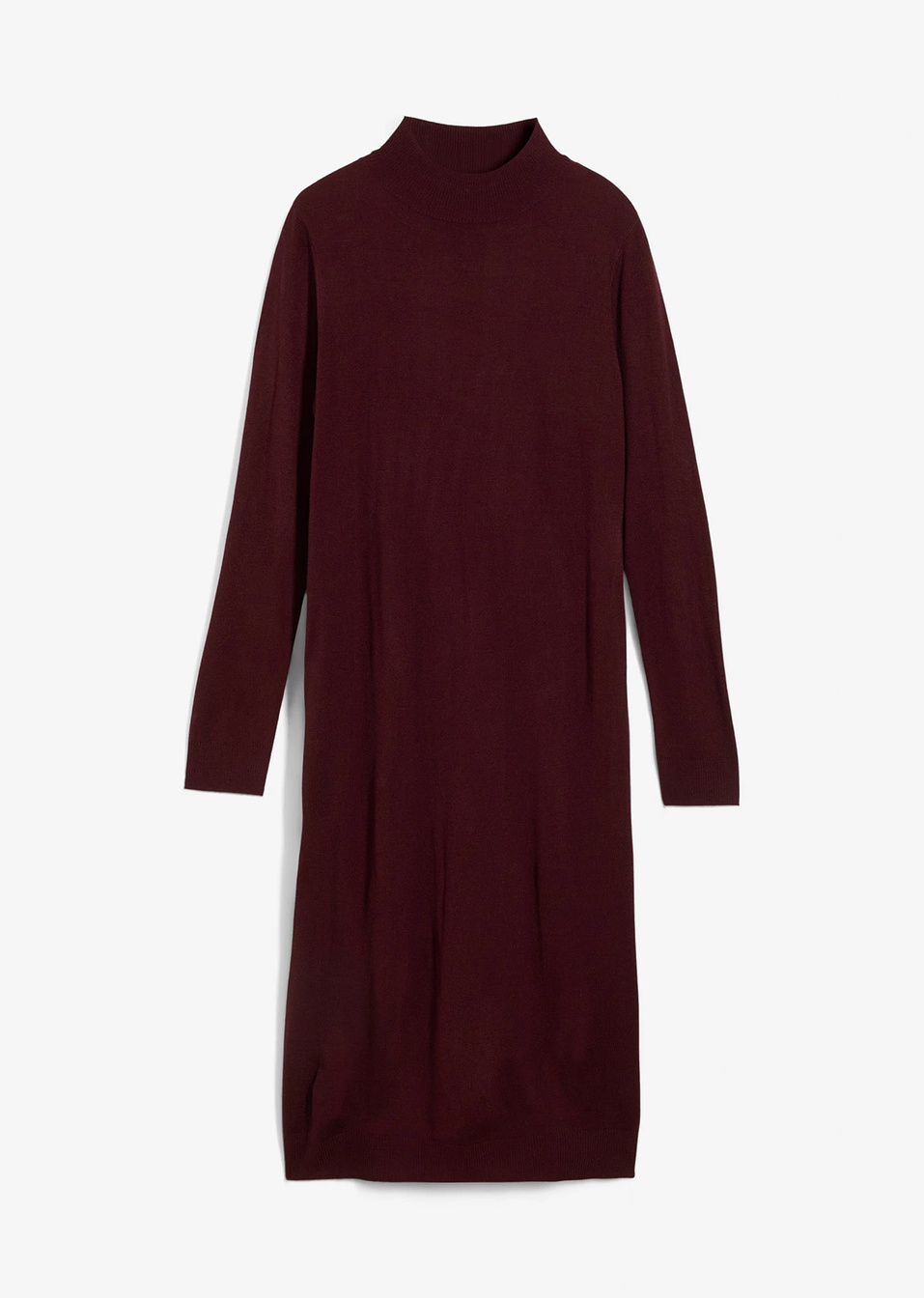 Πλεκτό φόρεμα με ίσιο λαιμό-Μπορντό-bpc bonprix collection