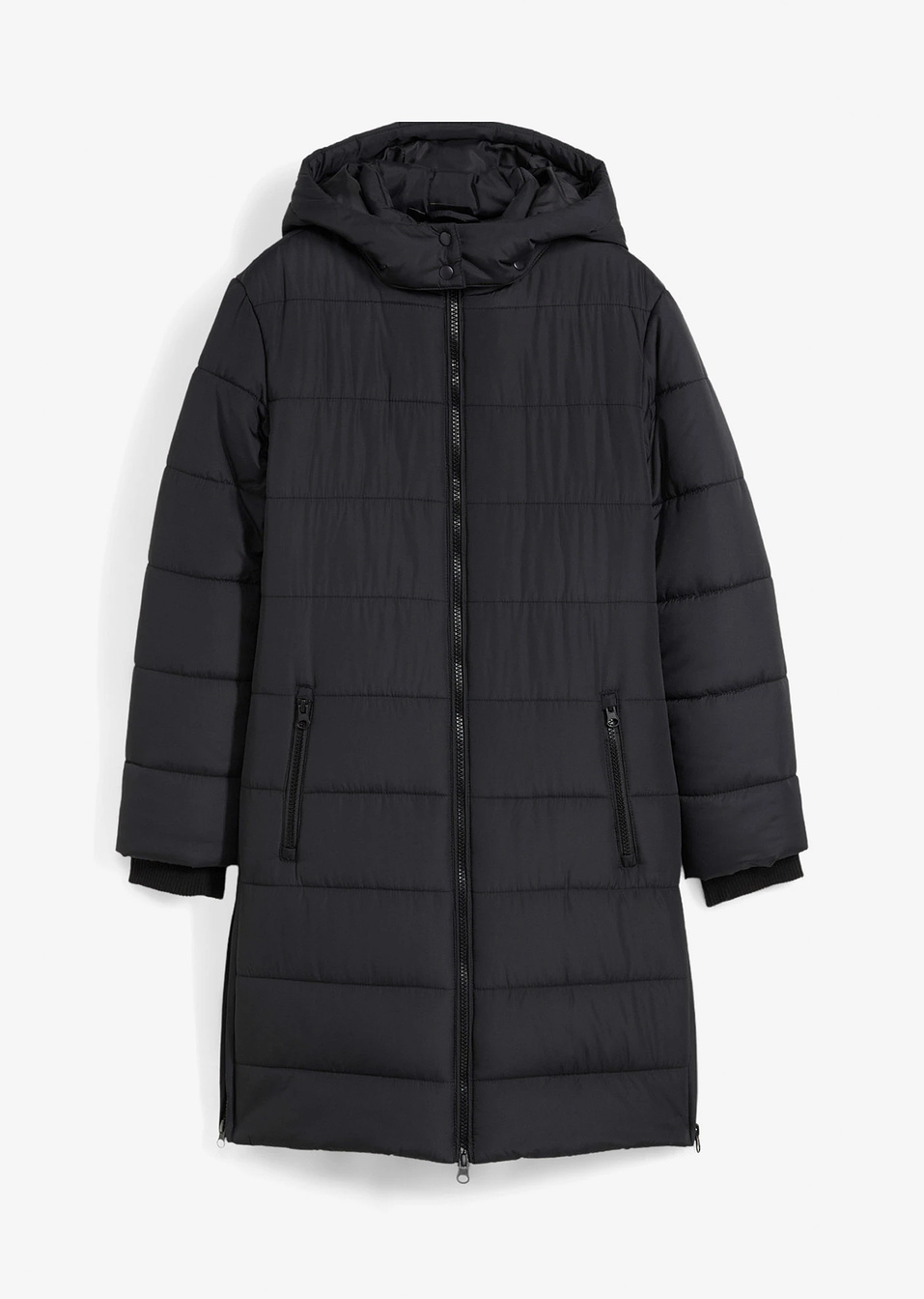 Καπιτονέ παλτό με αφαιρούμενη κουκούλα-Μαύρο-bpc bonprix collection