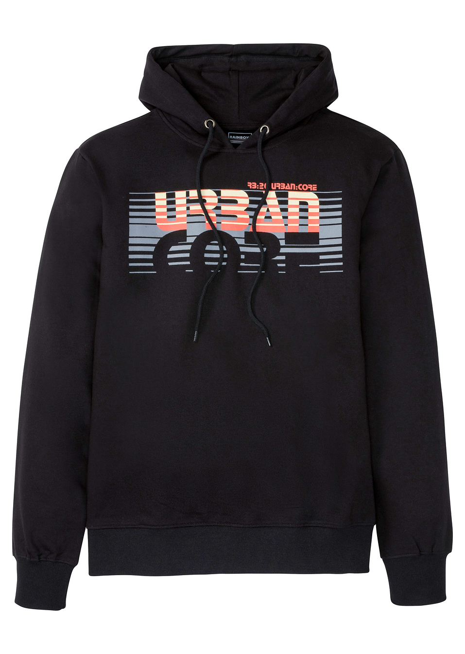 Φούτερ με κουκούλα-Μαύρο με στάμπα-RAINBOW