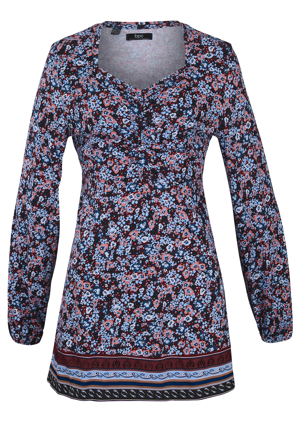 Μακριά μπλούζα με σούρες μπροστά-Μπλε σκούρο-bpc bonprix collection