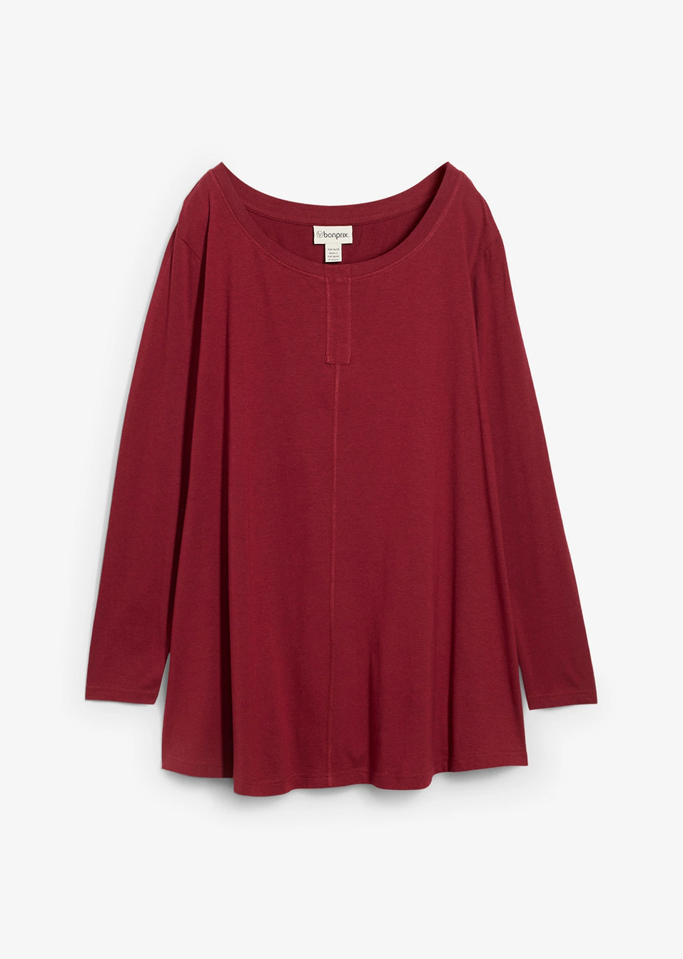 Μακρυμάνικη εβαζέ μπλούζα-Κόκκινο δαμασκηνί-bpc bonprix collection