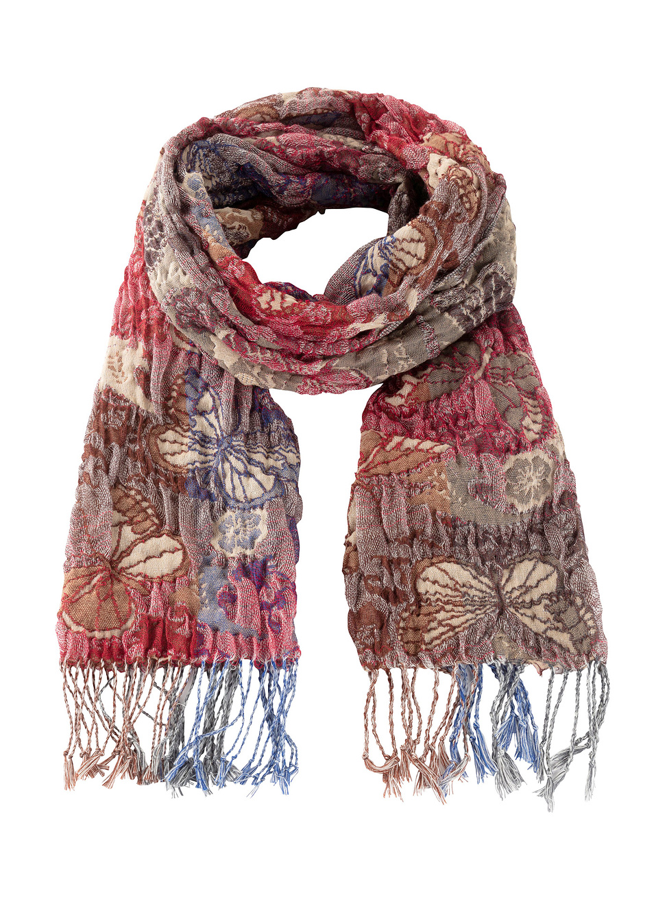 Κασκόλ-Καφέ/Μπλε/Γκρι/Ροζ/Εκρού εμπριμέ-bpc bonprix collection