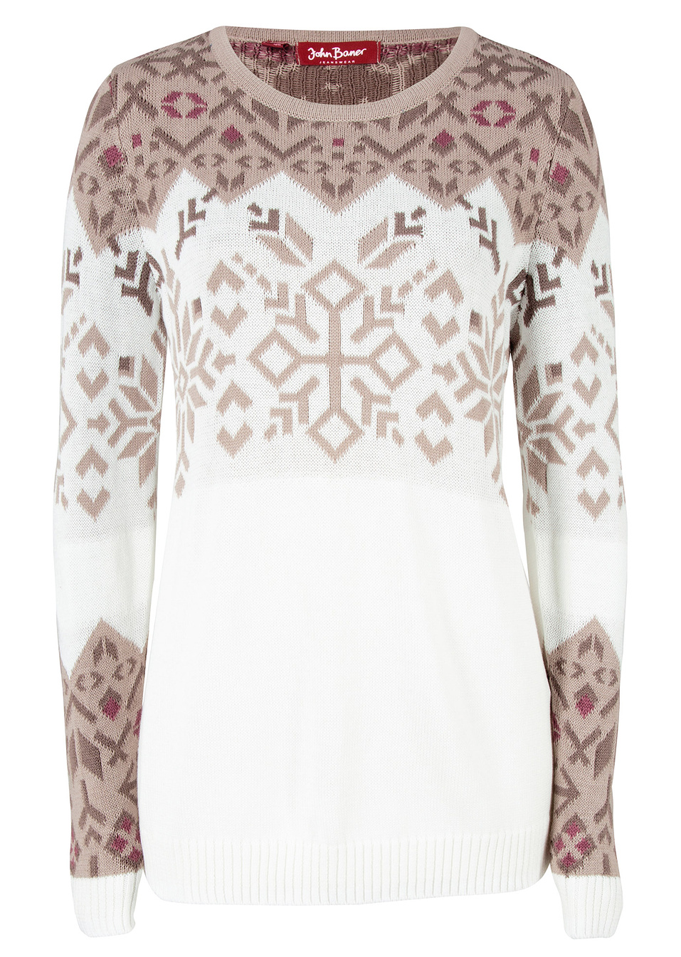 Νορβηγικό πουλόβερ-Λευκό κρεμ ζακάρ-John Baner JEANSWEAR