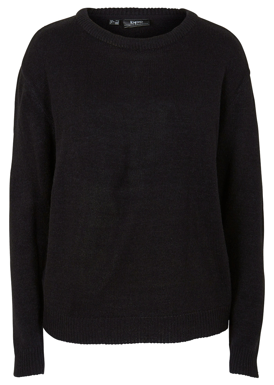 Πουλόβερ με στρογγυλή λαιμόκοψη-Μαύρο-bpc bonprix collection