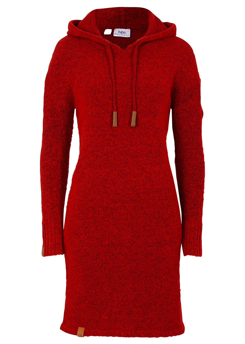 Πλεκτό φόρεμα με κουκούλα-Κόκκινο σκούρο-bpc bonprix collection