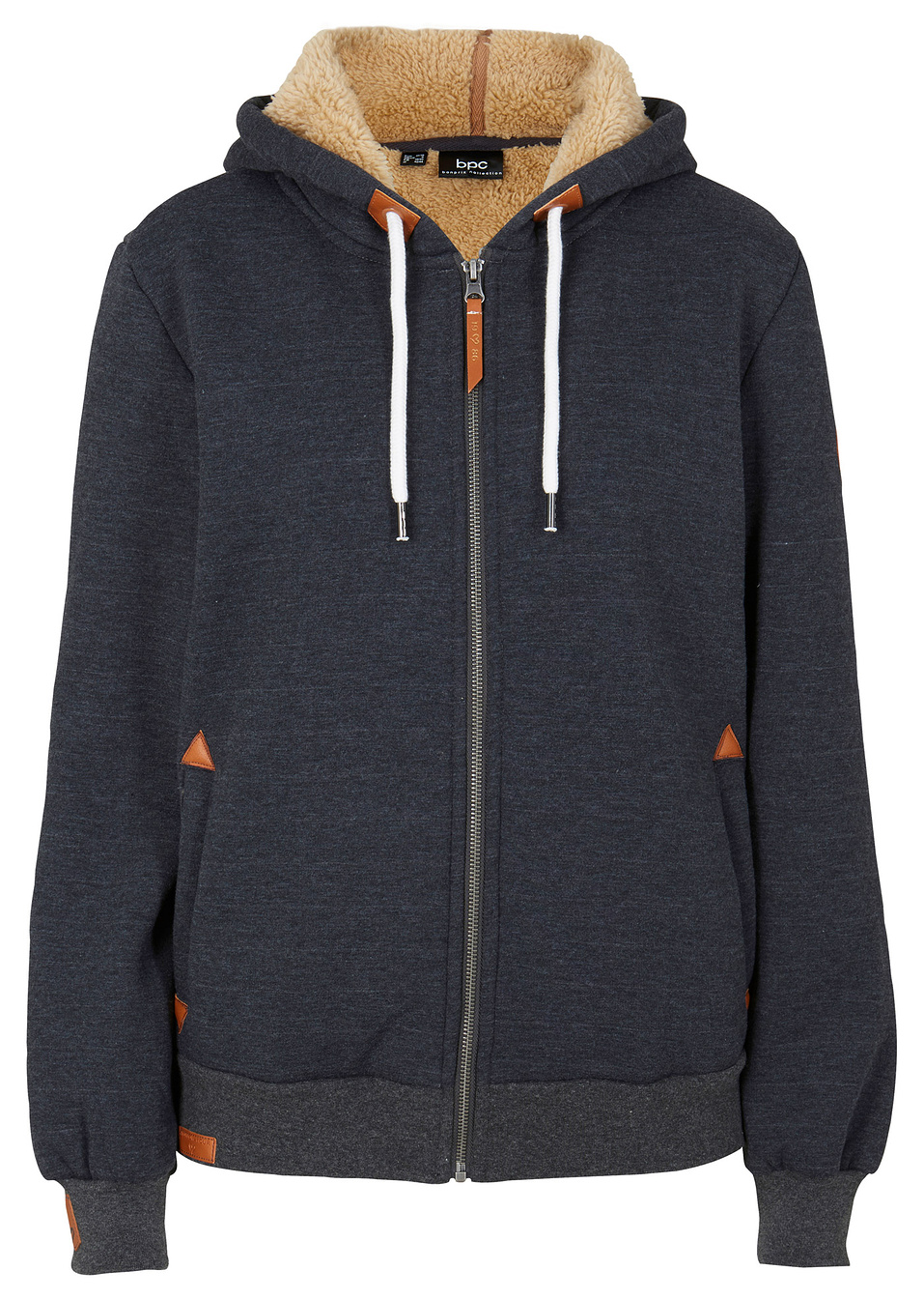 Ζακέτα φούτερ με φόδρα από συνθετική γούνα-Ανθρακί μελανζέ-bpc bonprix collection