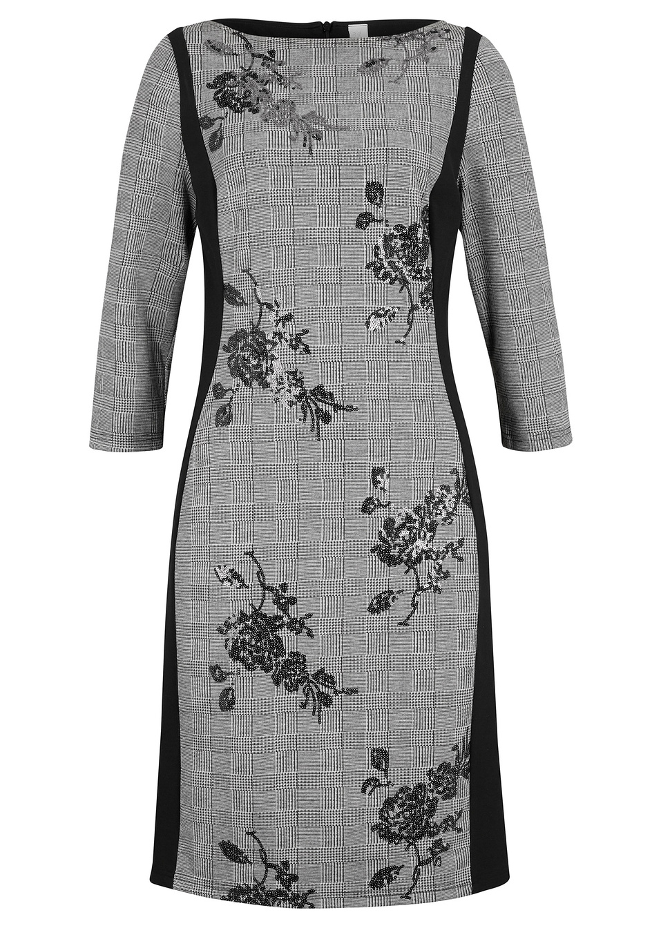 Φόρεμα σε γραμμή pencil με παγιέτες-Μαύρο καρό-bpc selection premium bonprix collection