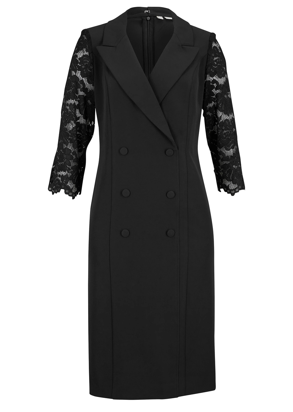 Φόρεμα σε στιλ σακακιού με δαντελένια μανίκια-Μαύρο-bpc selection premium bonprix collection