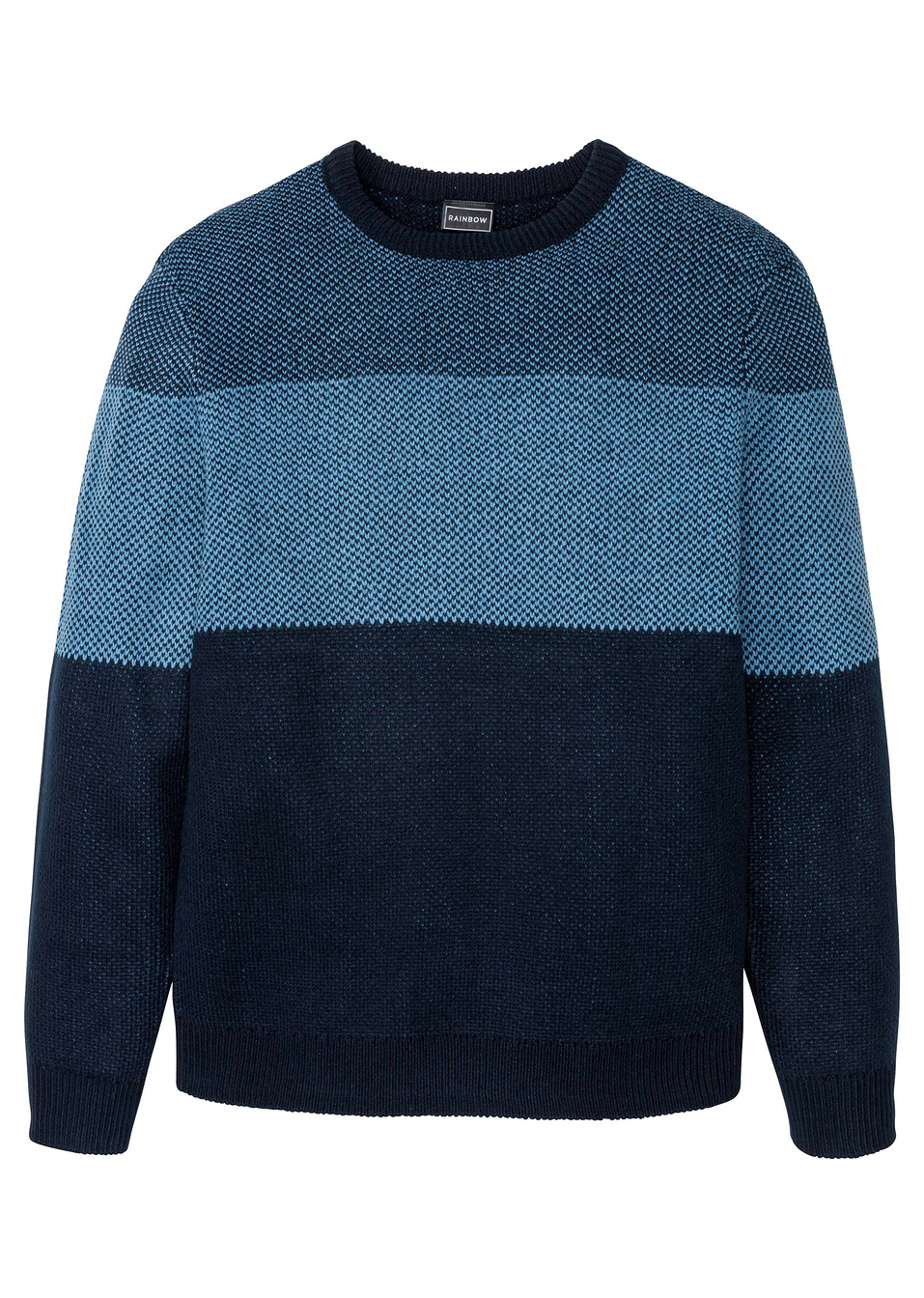 Πουλόβερ-Μπλε σκούρο με φάσες-RAINBOW