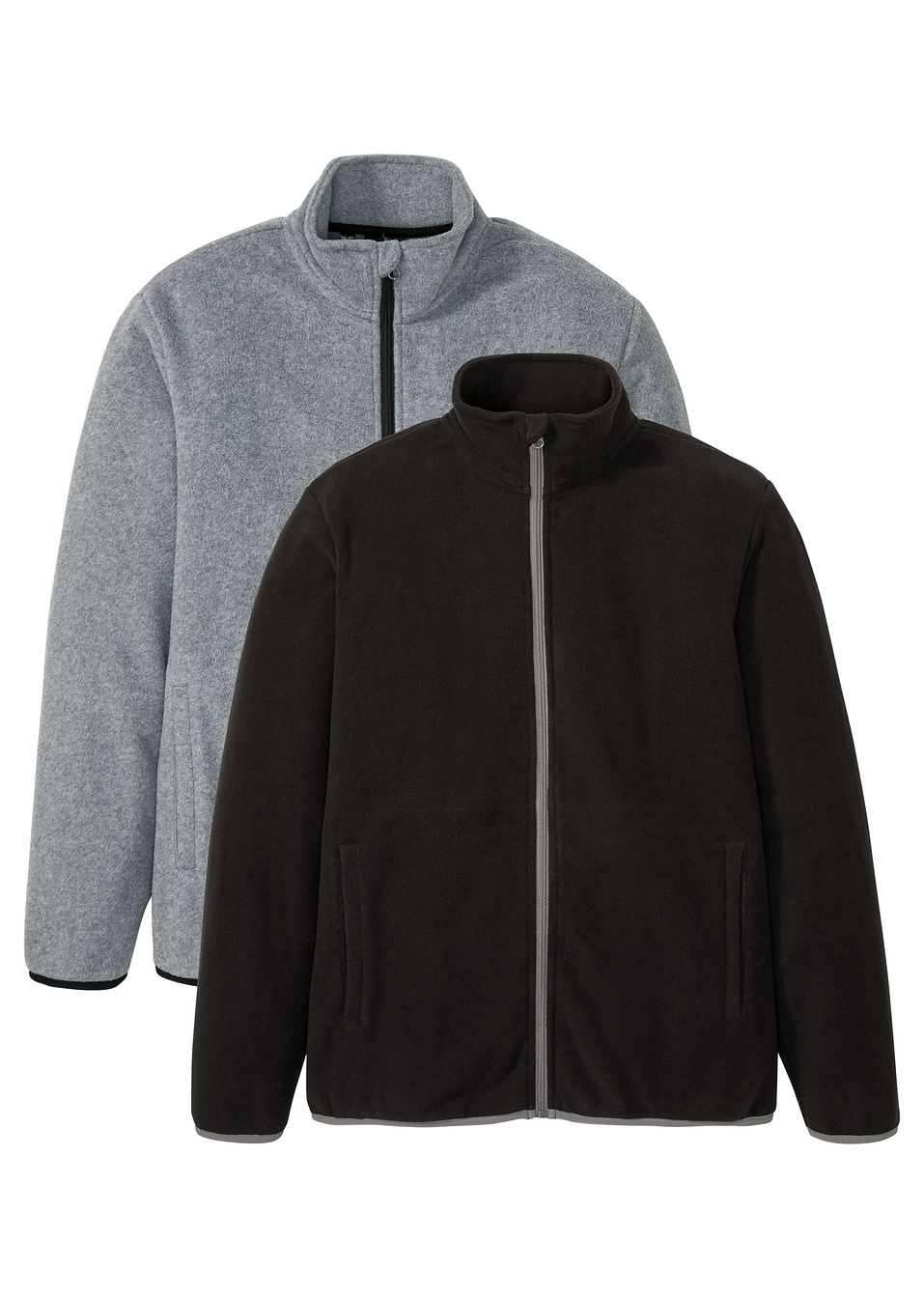 Жилетка от флийс (опаковка с 2 бр.)-Черно + Сиво меланж-bpc bonprix collection