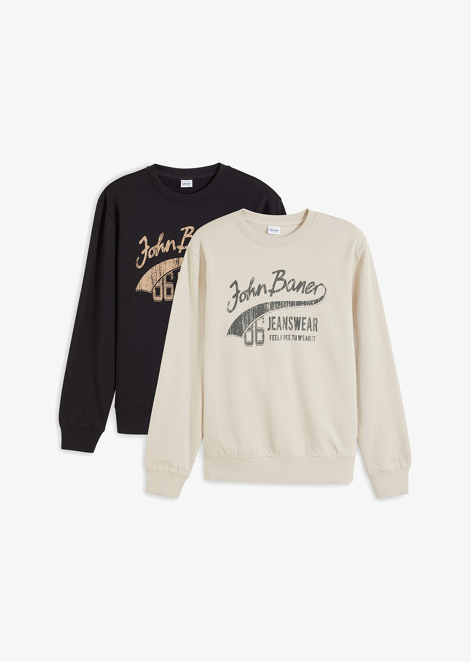 Φούτερ (συσκευασία των 2)-Μαύρο + Μπεζ με στάμπα-John Baner JEANSWEAR
