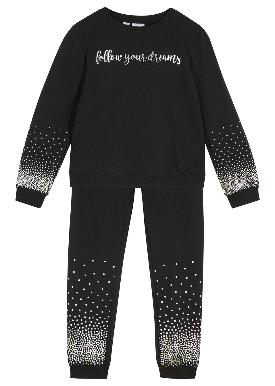 Суитчър и долнище (комплект от 2 части)-Черно/Сребристо-bpc bonprix collection