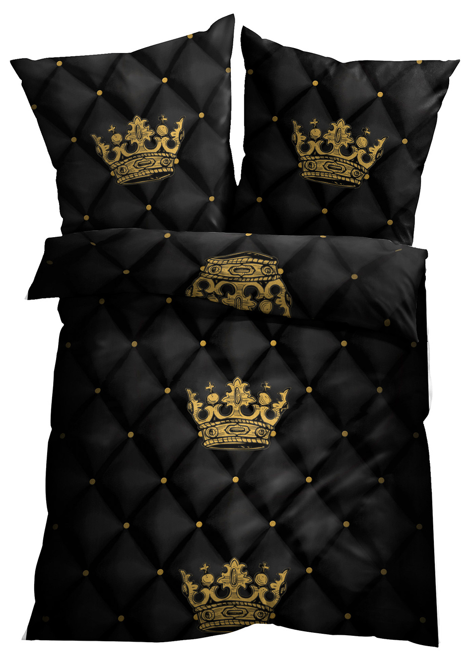 Παπλωματοθήκη με κορώνες-Μαύρο-bpc living bonprix collection