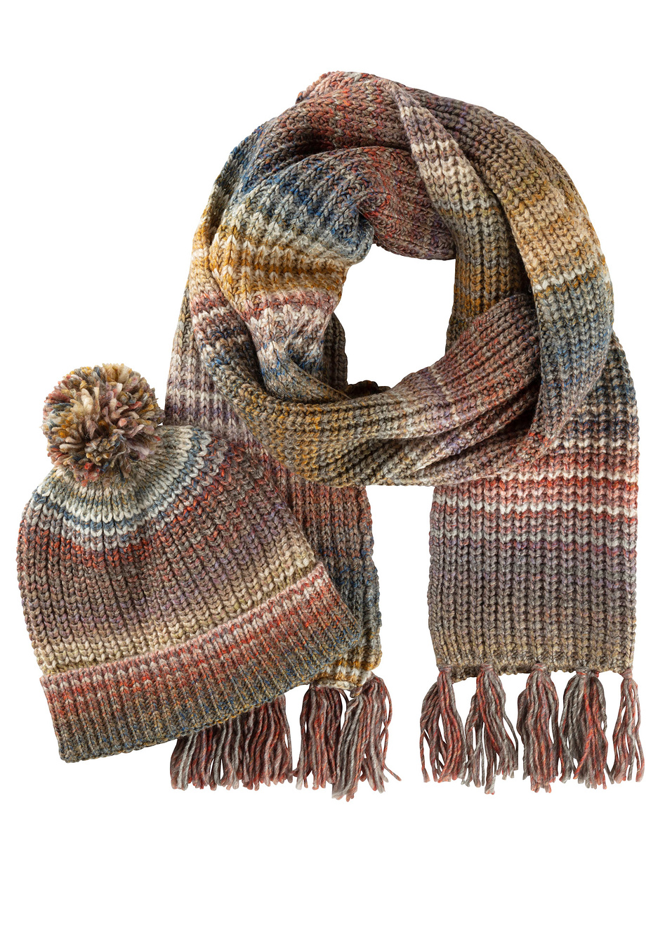 Κασκόλ και σκουφάκι (σετ 2 τεμ.)-Πολύχρωμο-bpc bonprix collection