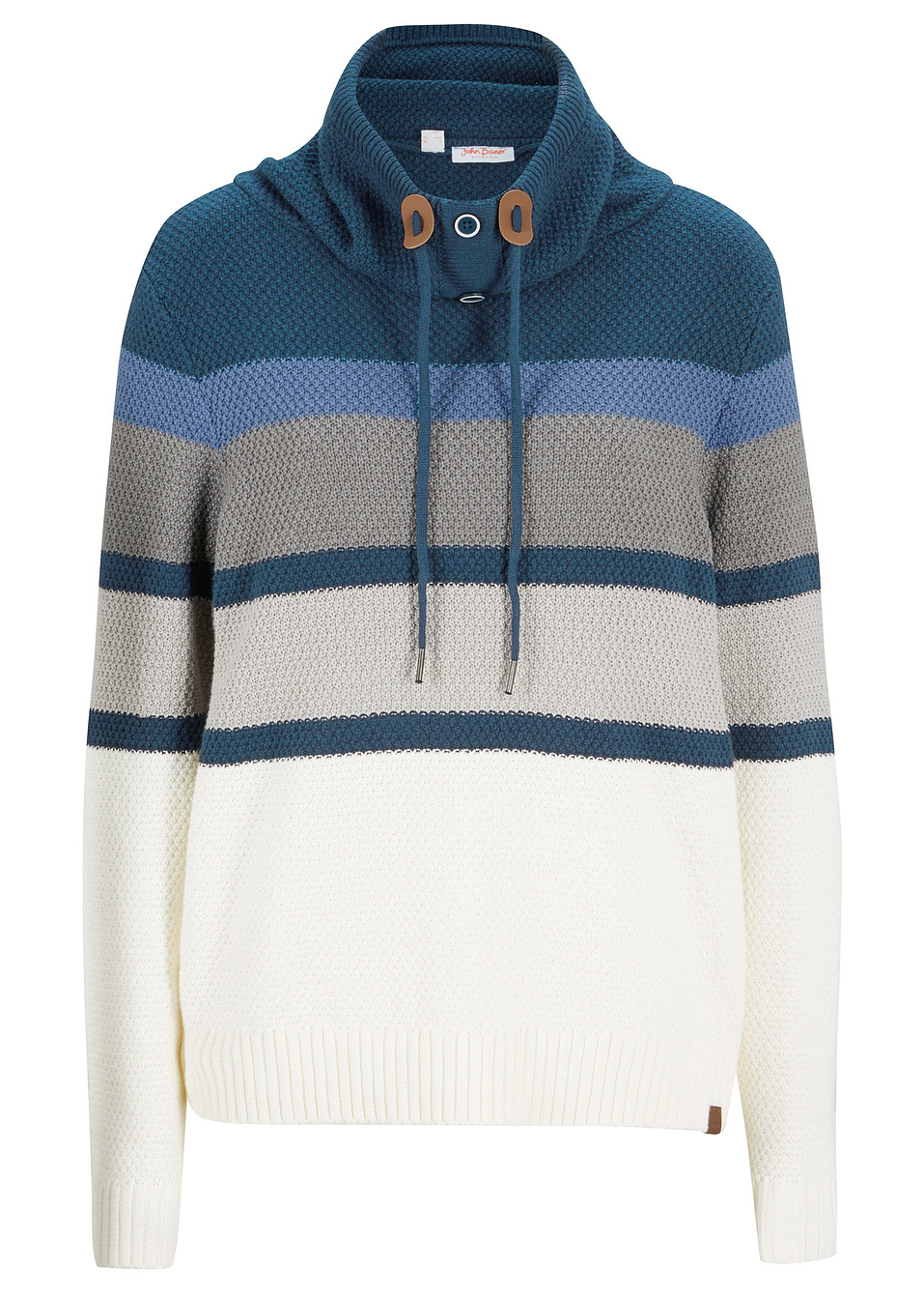 Πουλόβερ με ψηλό λαιμό-Μπλε σκούρο ριγέ-John Baner JEANSWEAR