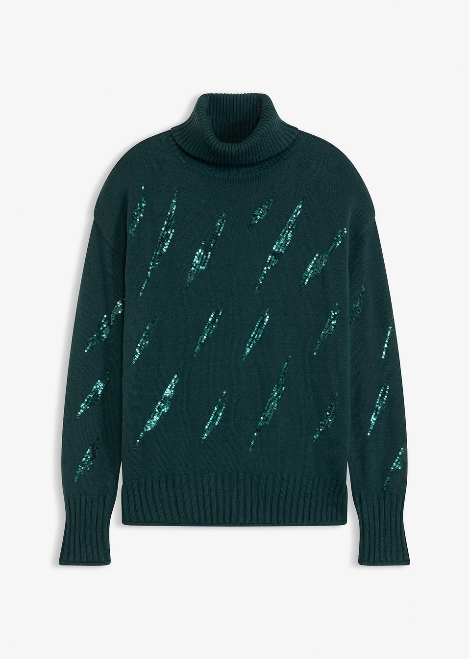 Πουλόβερ oversized με παγιέτες-Πράσινο σκούρο-BODYFLIRT