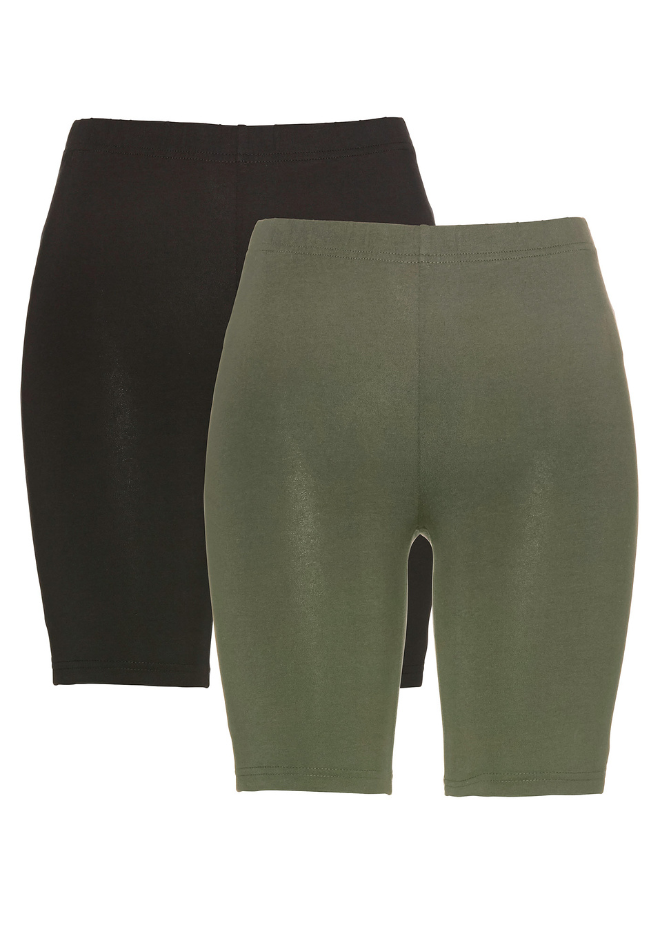 Ελαστική ποδηλατική βερμούδα (συσκευασία των 2)-Πράσινο λαδί + Μαύρο-bpc bonprix collection