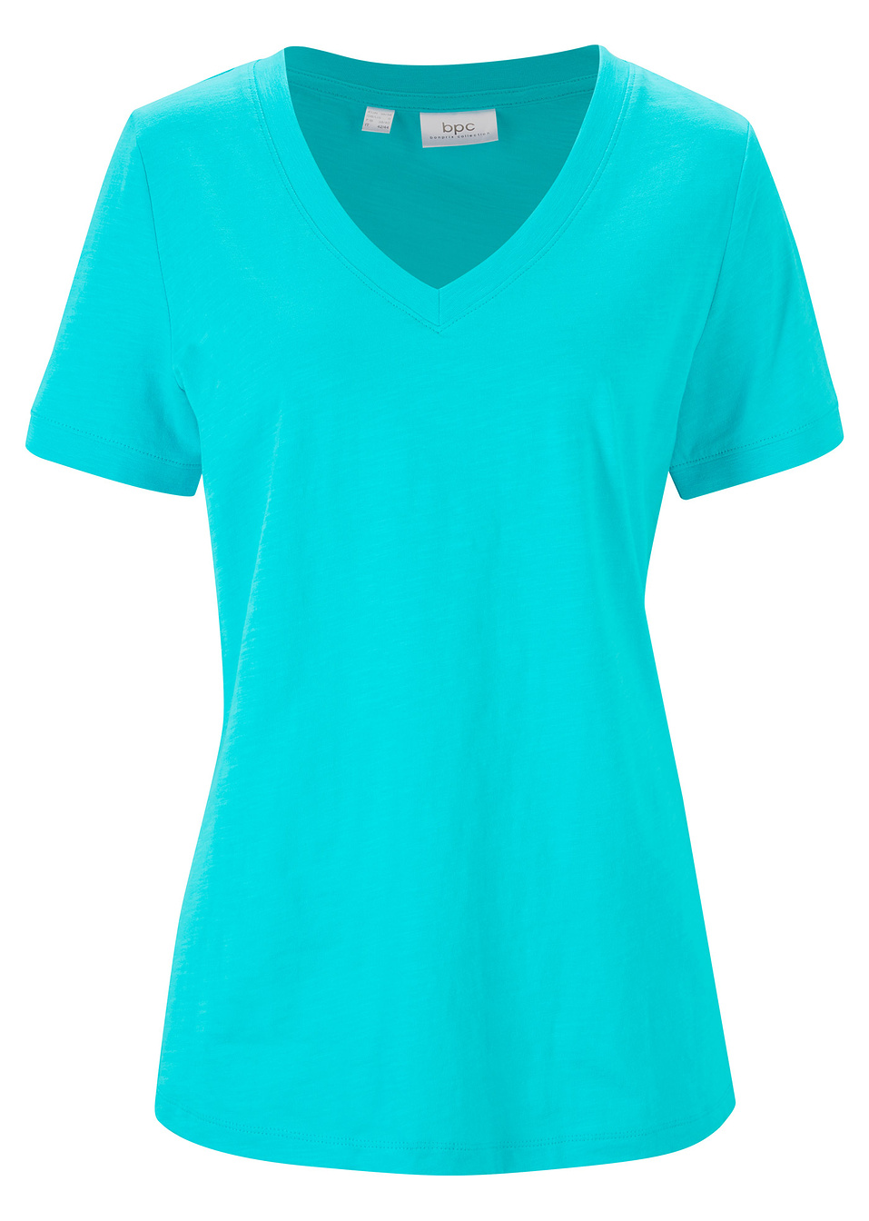 T-shirt με λαιμόκοψη V-Θαλασσί-bpc bonprix collection
