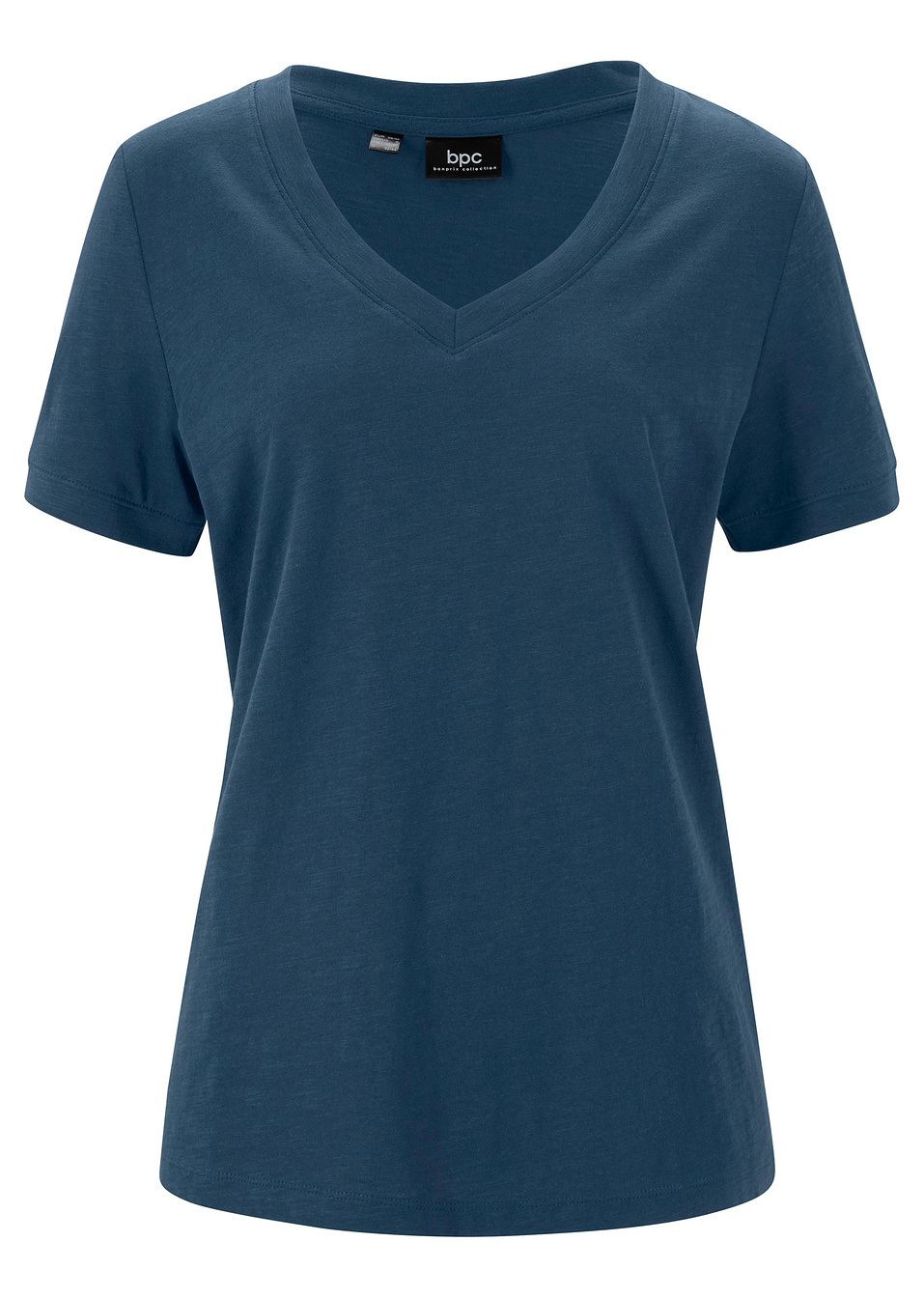 T-shirt με λαιμόκοψη V-Μπλε σκούρο-bpc bonprix collection