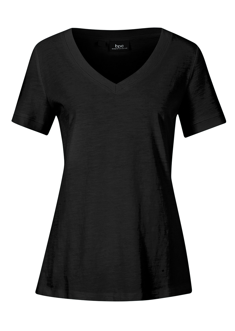T-shirt με λαιμόκοψη V-Μαύρο-bpc bonprix collection