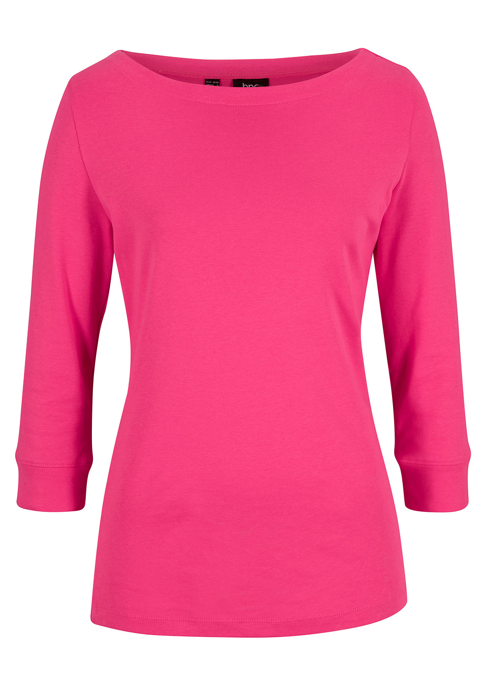 Ελαστική μπλούζα με λαιμόκοψη χαμόγελο-Φούξια σκούρο-bpc bonprix collection