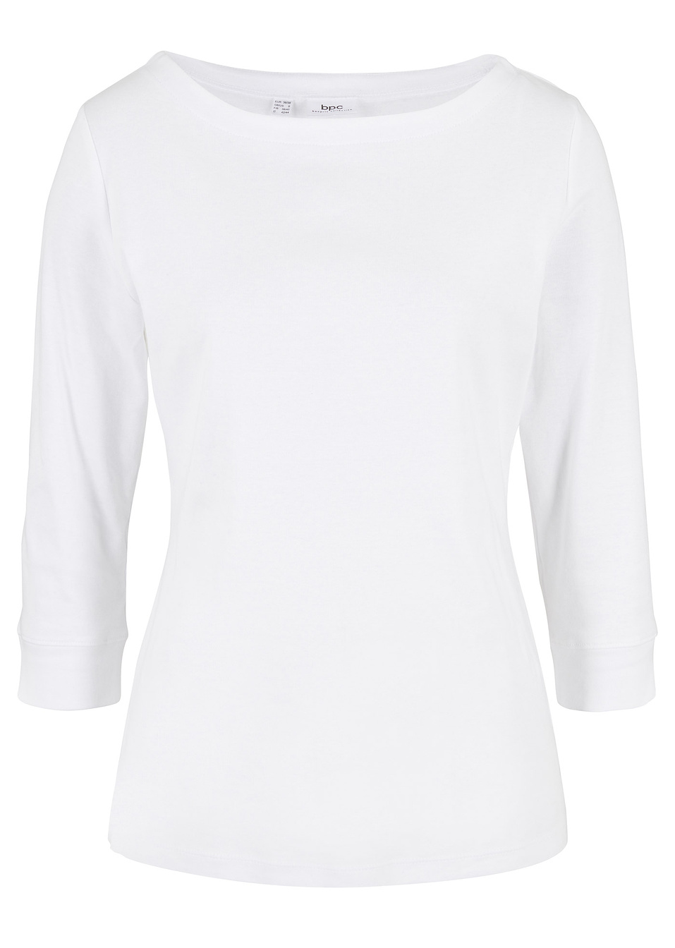Ελαστική μπλούζα με λαιμόκοψη χαμόγελο-Λευκό-bpc bonprix collection