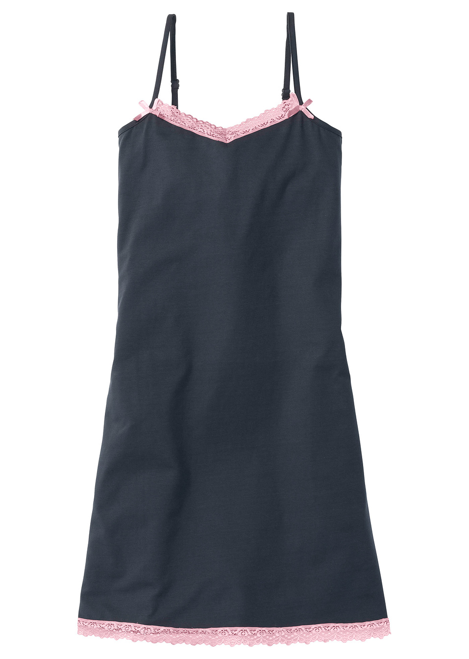 Нощница с тънки презрамки-Сиво/Розово-bpc selection bonprix collection