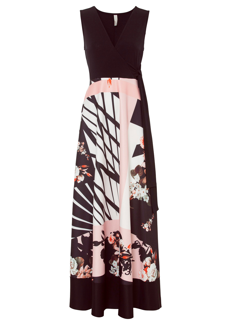 Εμπριμέ φόρεμα-Μαύρο/Ροζ/Λευκό φλοράλ-BODYFLIRT boutique