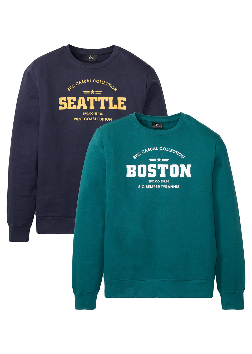 Φούτερ (συσκευασία των 2)-Μπλε σκούρο + Πετρόλ-bpc bonprix collection