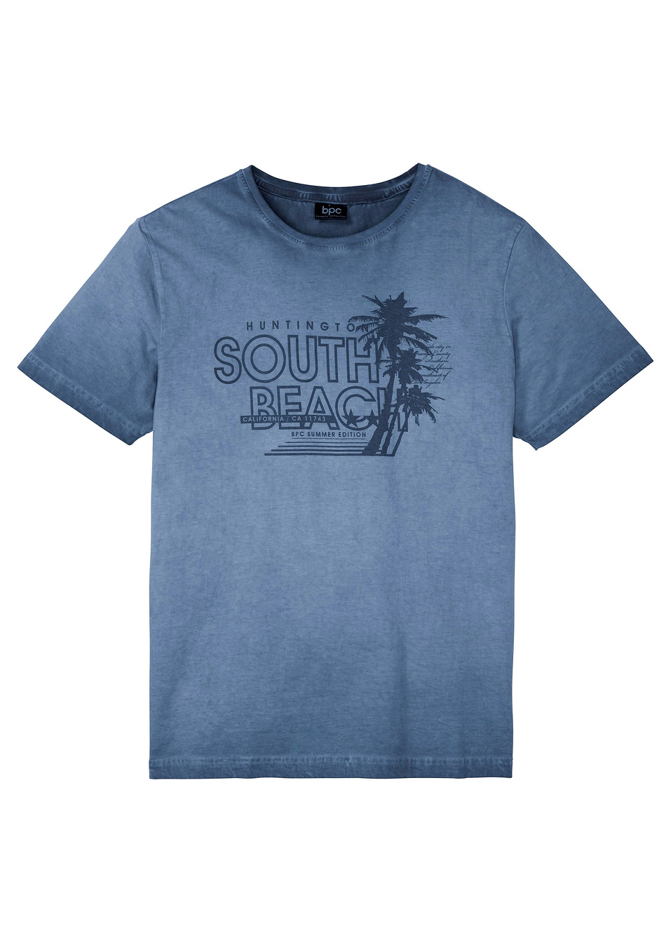 T-shirt με washed look-Λουλακί με στάμπα-bpc bonprix collection