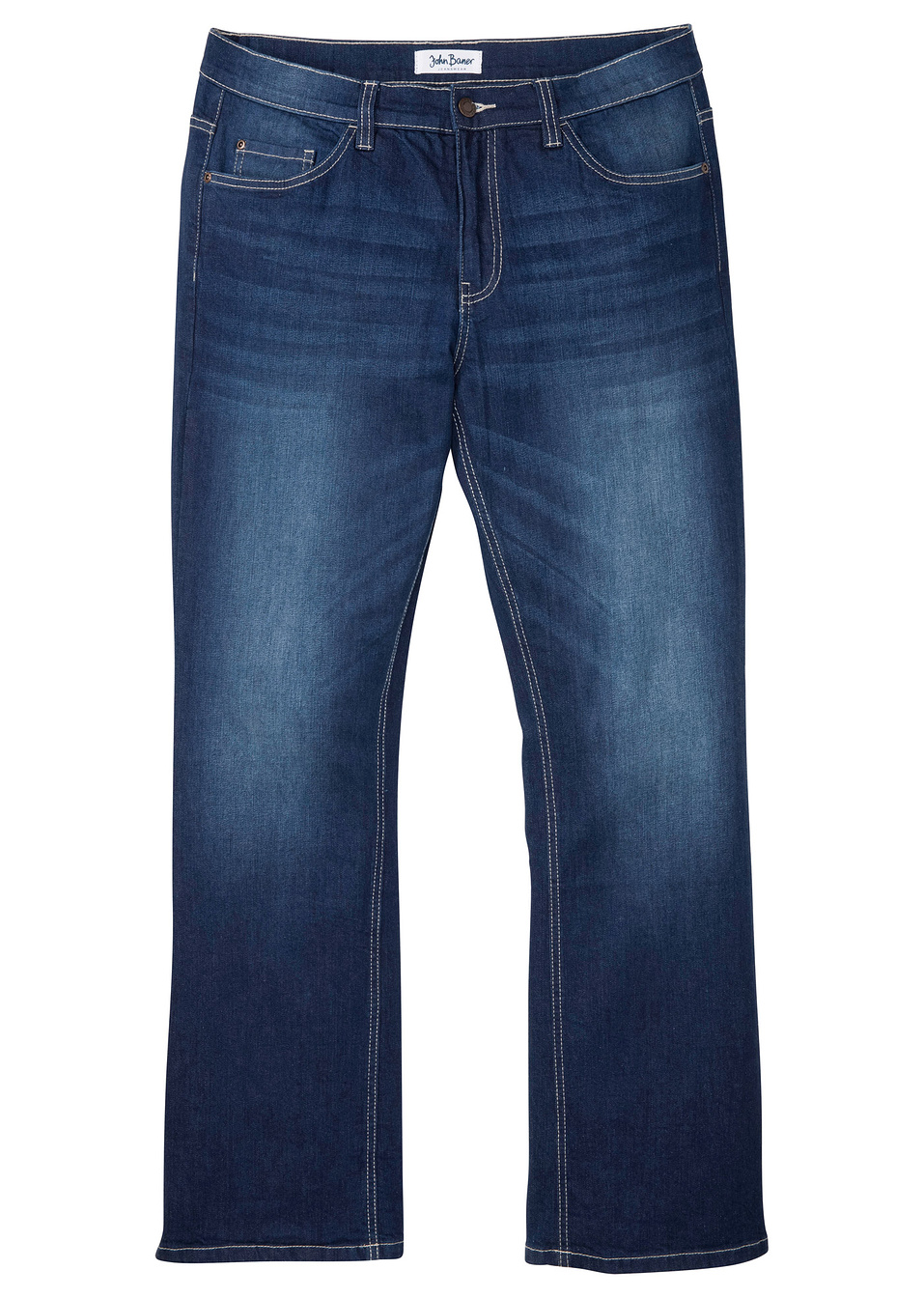 Ελαστικό τζιν regular fit bootcut-Μπλε denim-John Baner JEANSWEAR