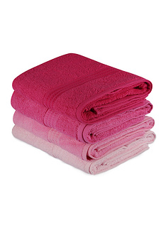 Πετσέτα σώματος σετ 4 τεμ. Rainbow Ροζ 100% Βαμβάκι 70x140 εκ.-