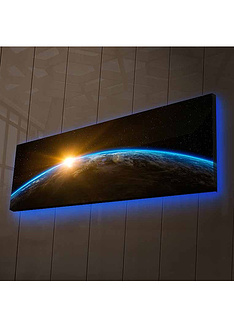 Διακοσμητικός πίνακας σε καμβά με LED φωτισμό & ξύλινη κορνίζα 3090NASA-18 30x90 εκ.-